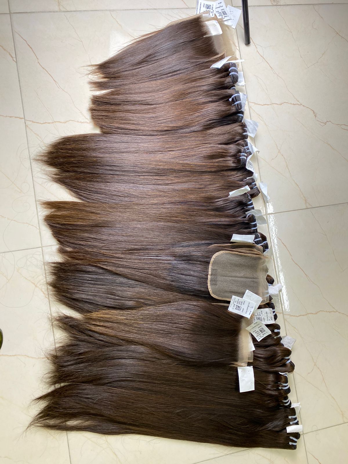 Raw Straight Double Natural brown Vietnamese hair bundles.