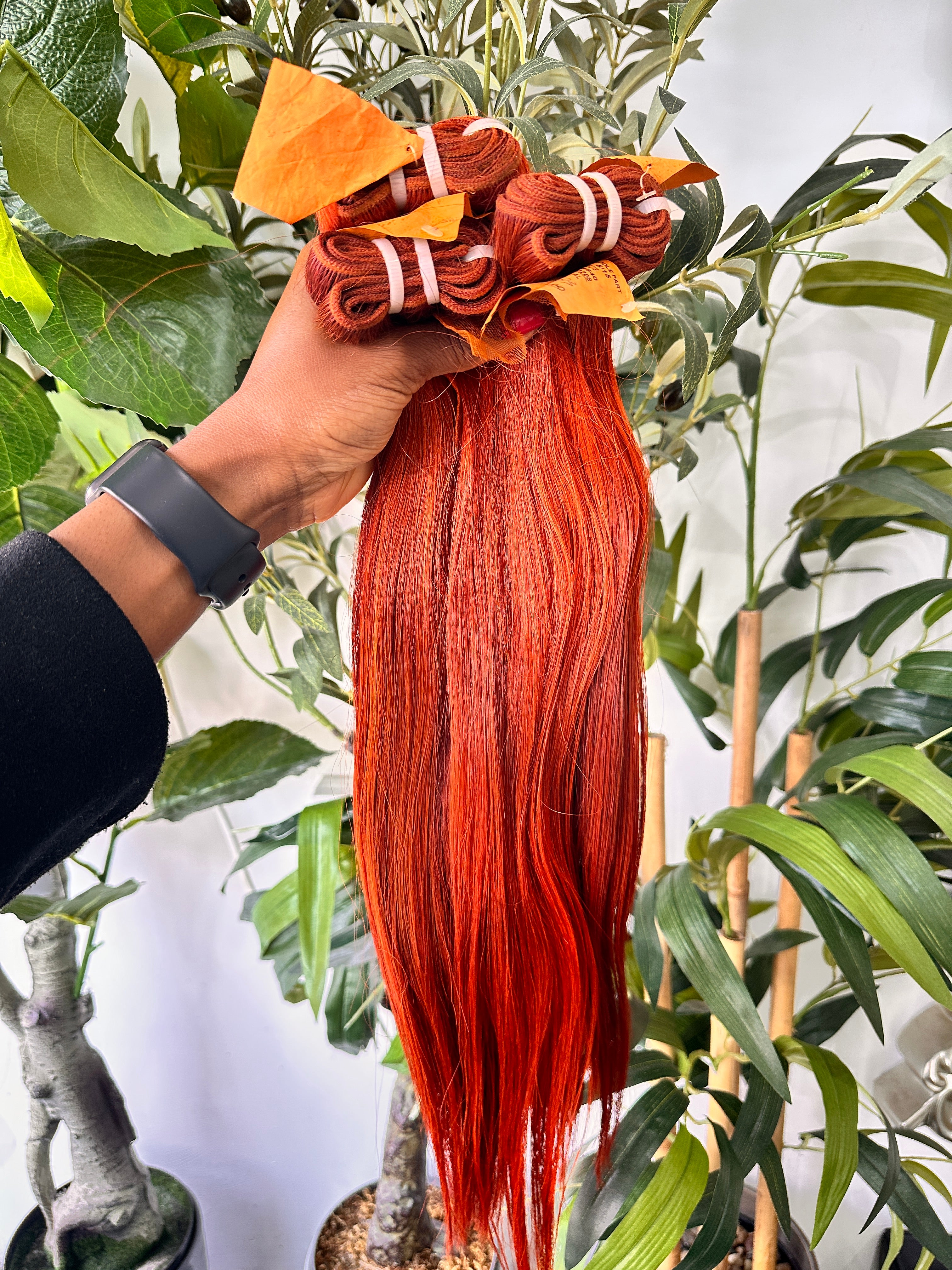 3pcs 18”18” 16” 2x6 closure, orange Vietnamese hair bundles set.