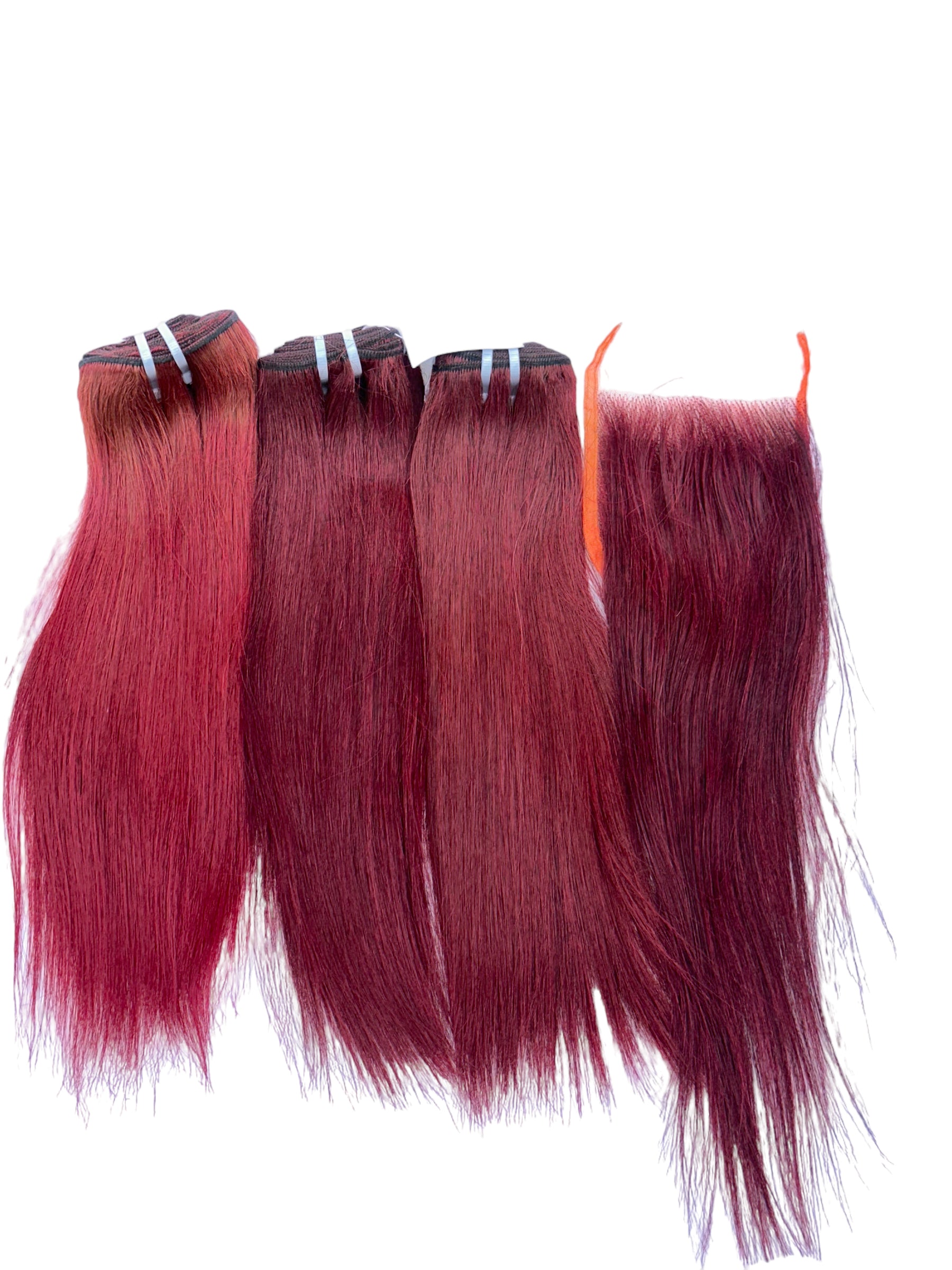 Vietnamese hair Wine colour Set (3x12inches & 12” 4x4 closure)