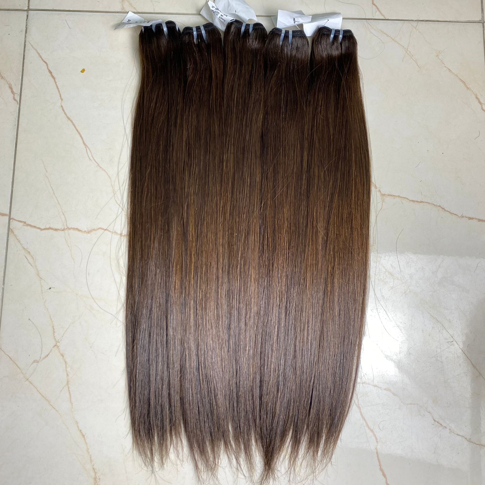 Raw Straight Double Natural brown Vietnamese hair bundles.