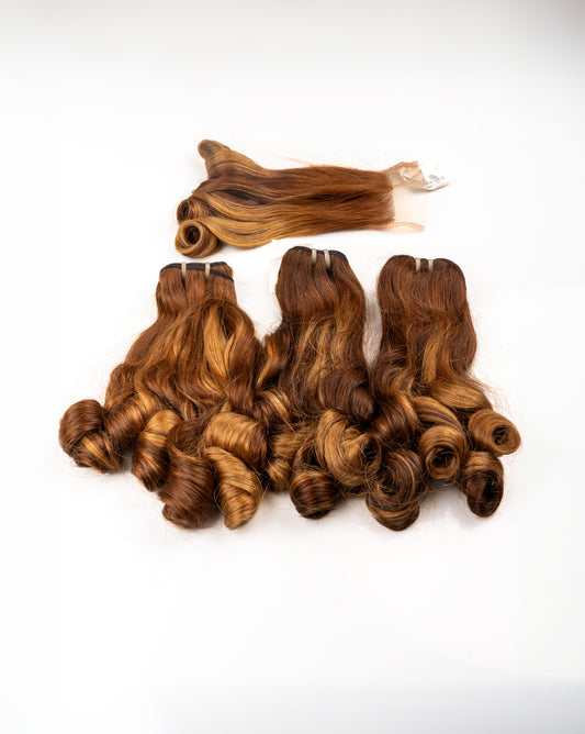 Bouncy Funmi Hair,Double, Raw Hair (3pcs 16” & 14” closure)