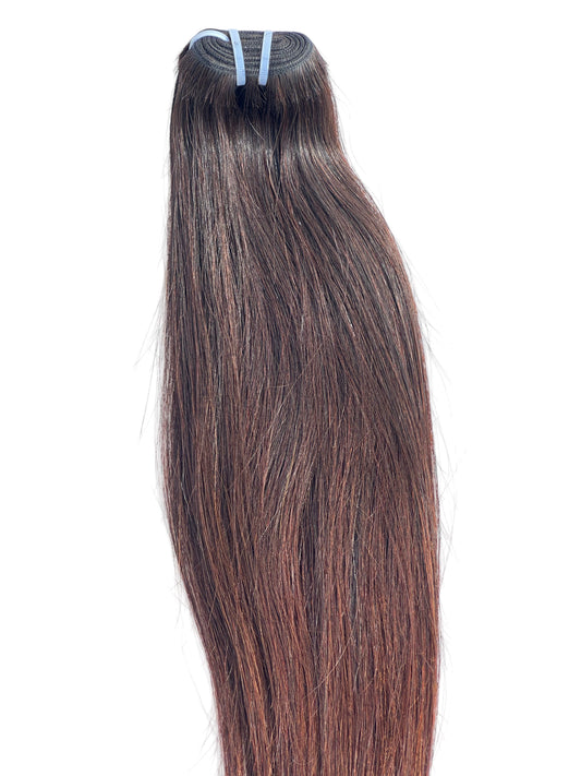 Budget Brown Vietnamese hair Straight bundle  with a slight red tone. 16”