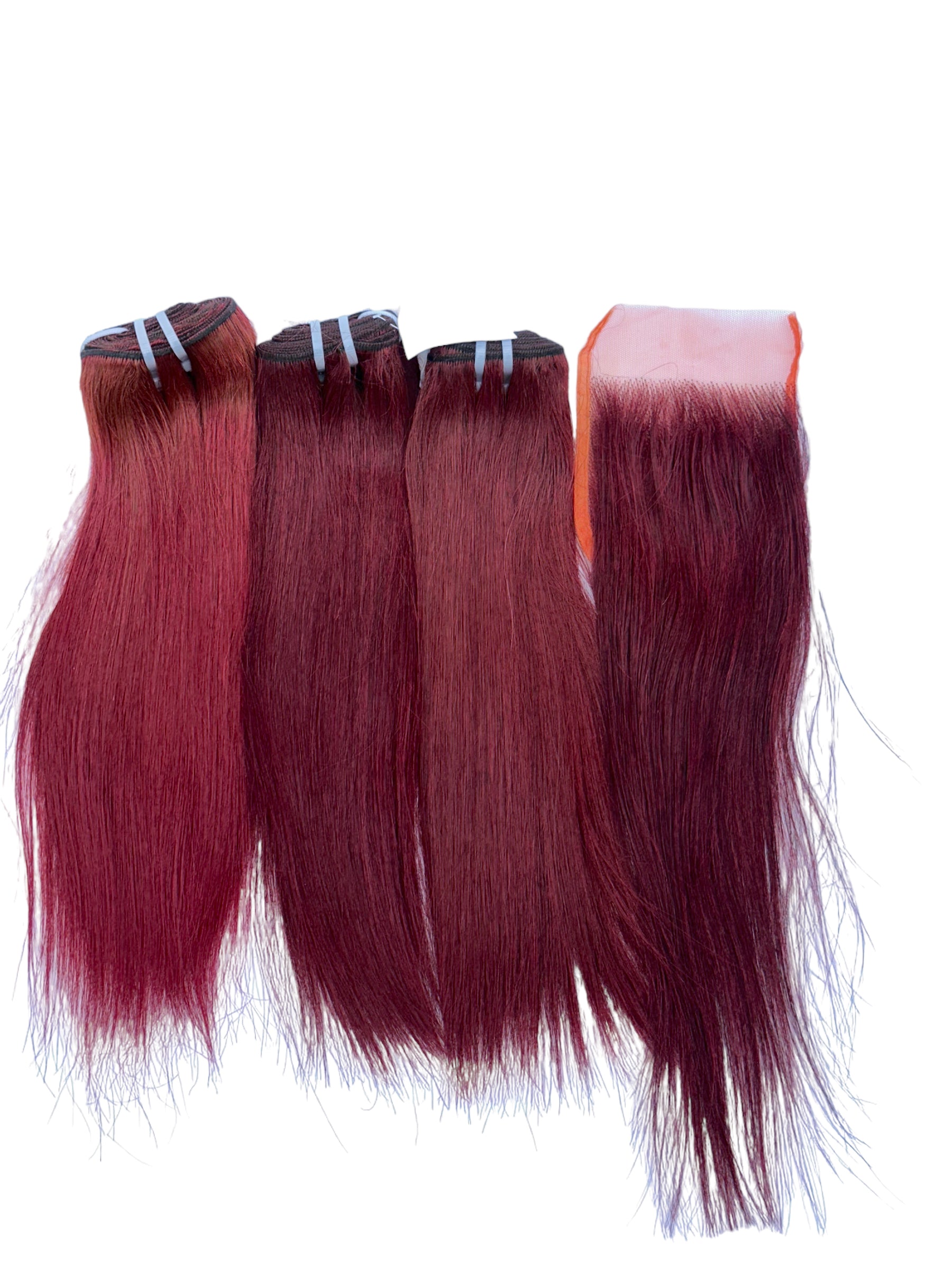 Vietnamese hair Wine colour Set (3x12inches & 12” 4x4 closure)