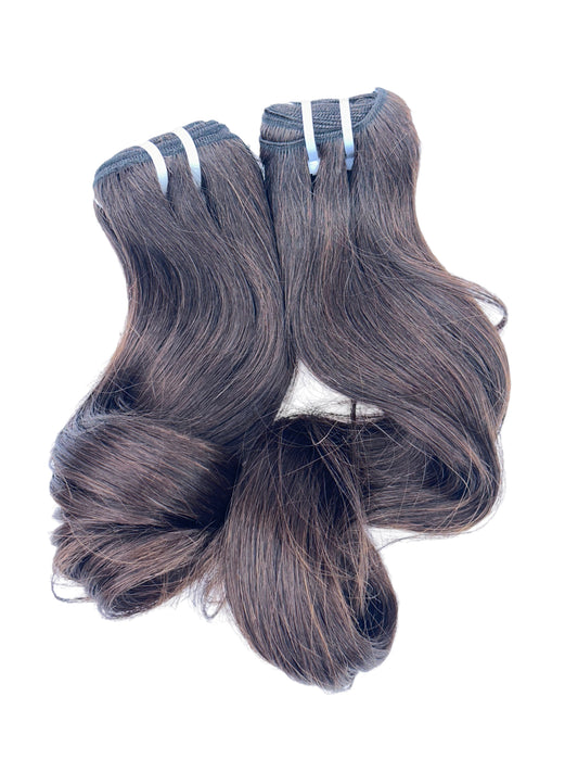 Budget Remi Bundles Deal, Straight and wavy Vietnamese hair Single drawn brown. (Set of 3)