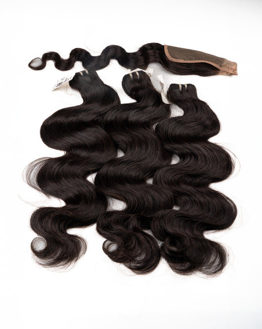 Body wave, Double Drawn, Raw Hair Vietnamese Hair Bundles 3pcs 20”&20” 5x5 Lace closure.