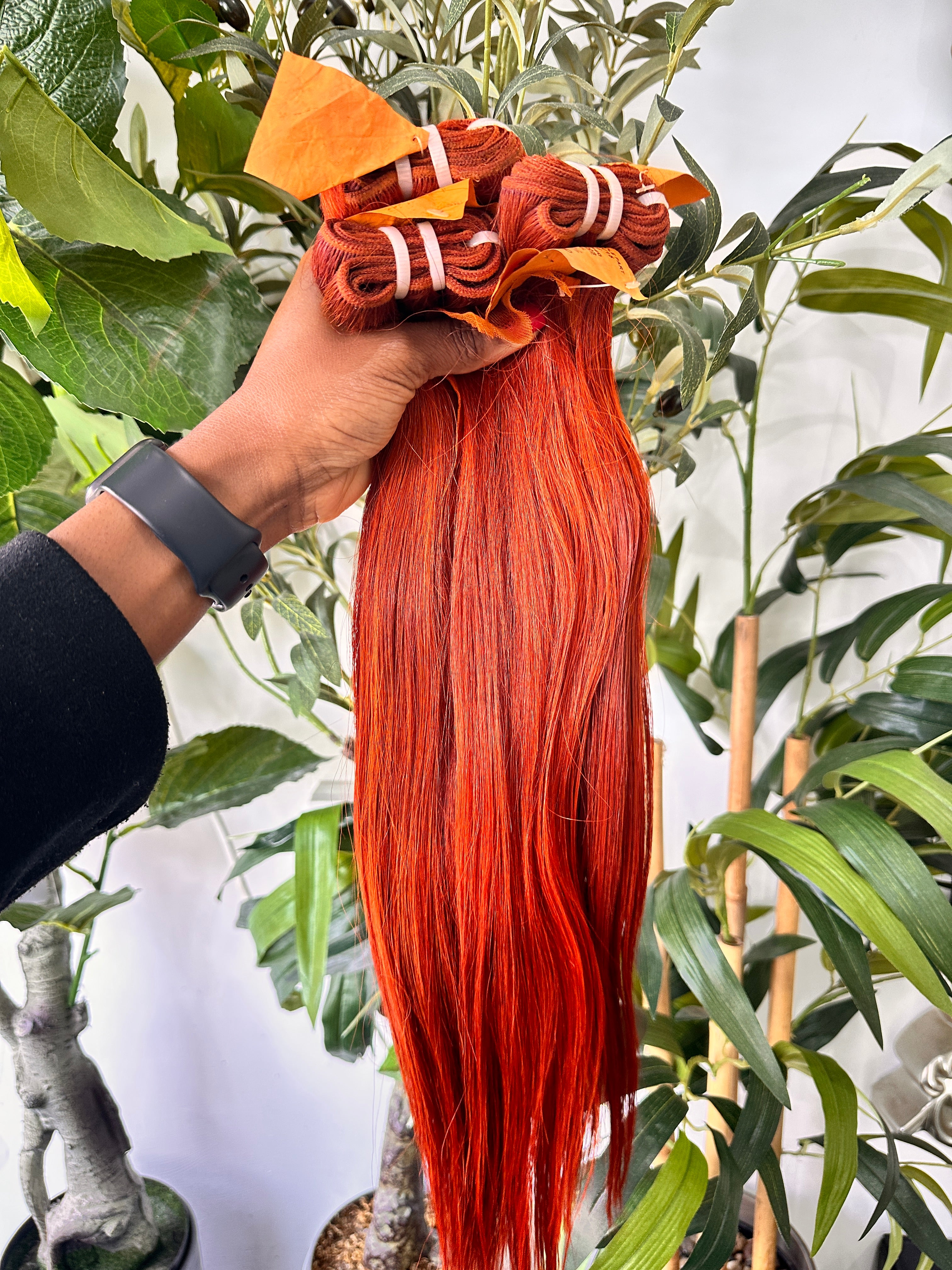 3pcs 18”18” 16” 2x6 closure, orange Vietnamese hair bundles set.