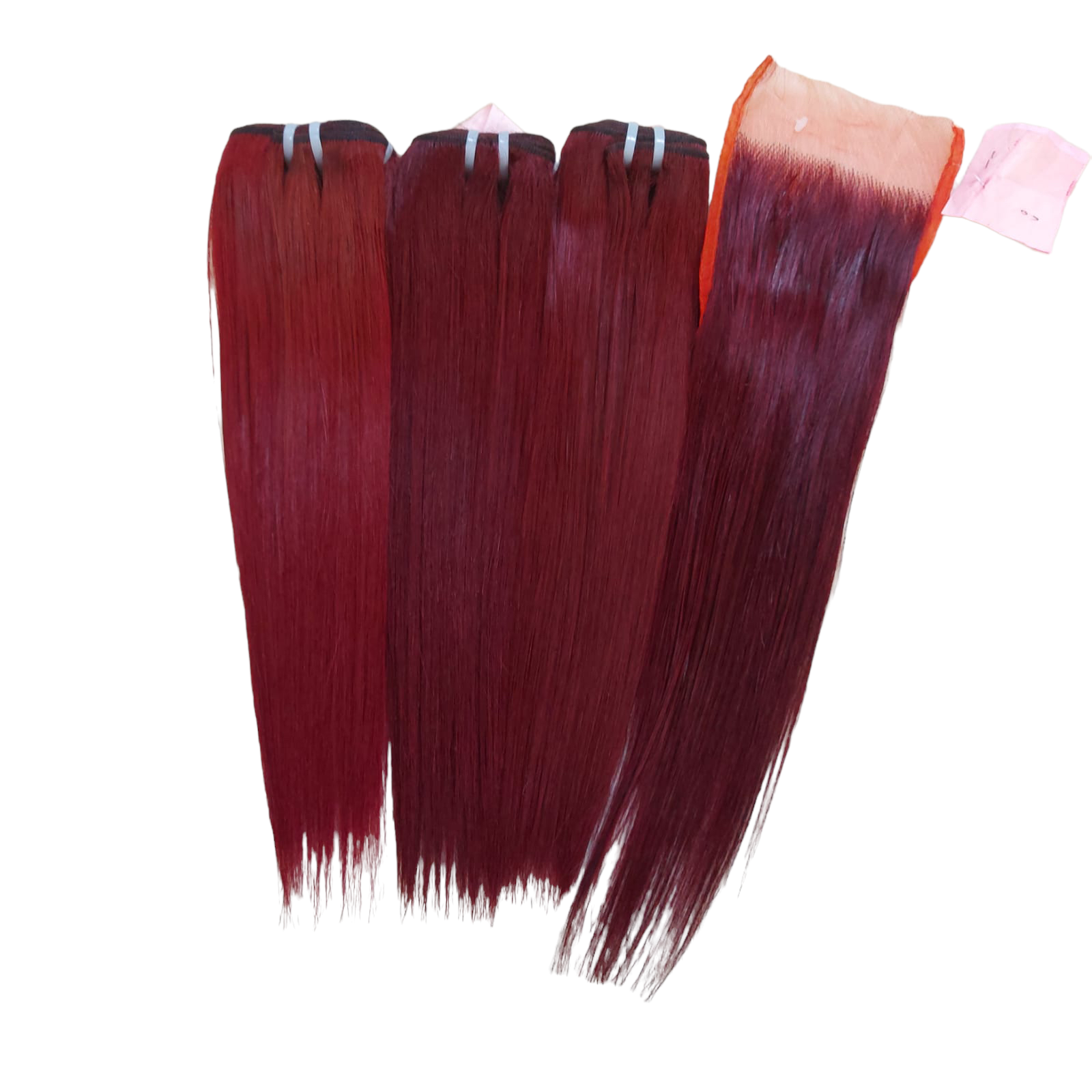 Vietnamese hair Wine colour Set (3x12inches & 12” 4x4 closure)