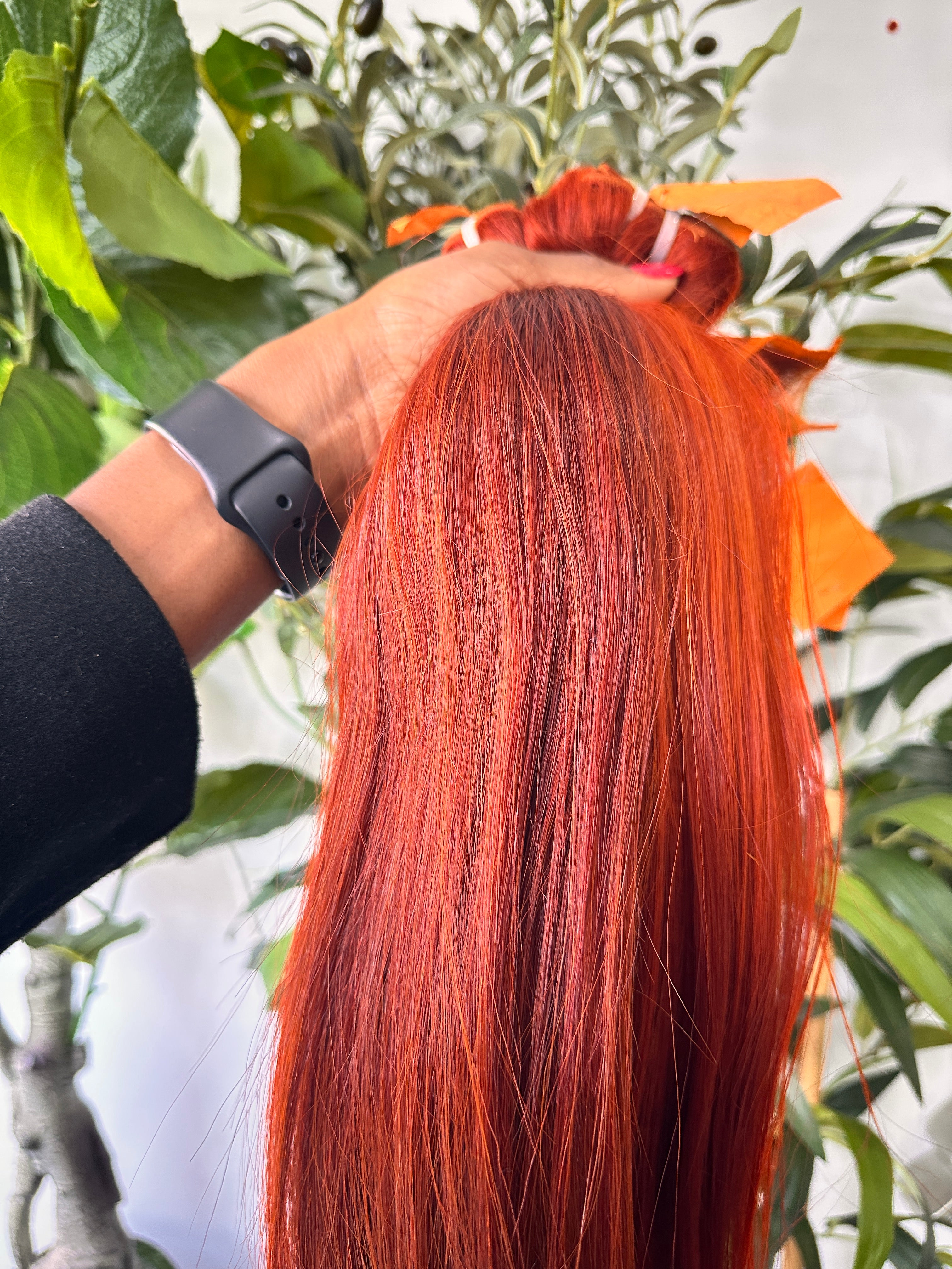3pcs 18”18” 16” 2x6 closure, orange Vietnamese hair bundles set.