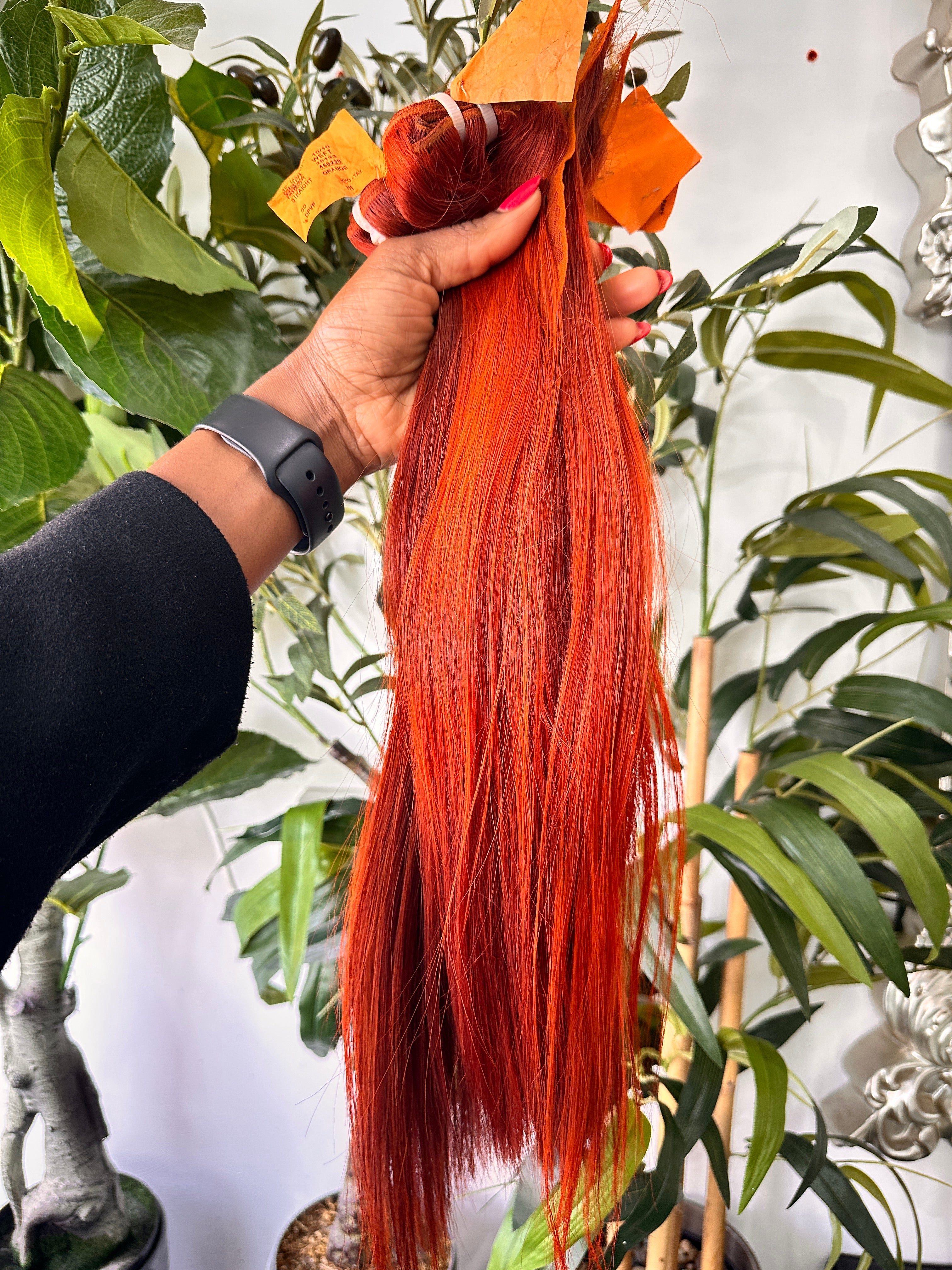 3pcs 18”18” 16” 2x6 closure, orange Vietnamese hair bundles set.