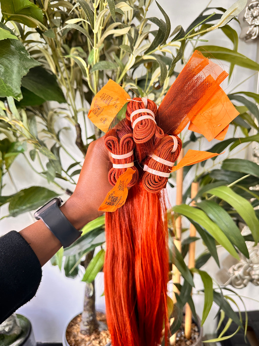 3pcs 18”18” 16” 2x6 closure, orange Vietnamese hair bundles set.