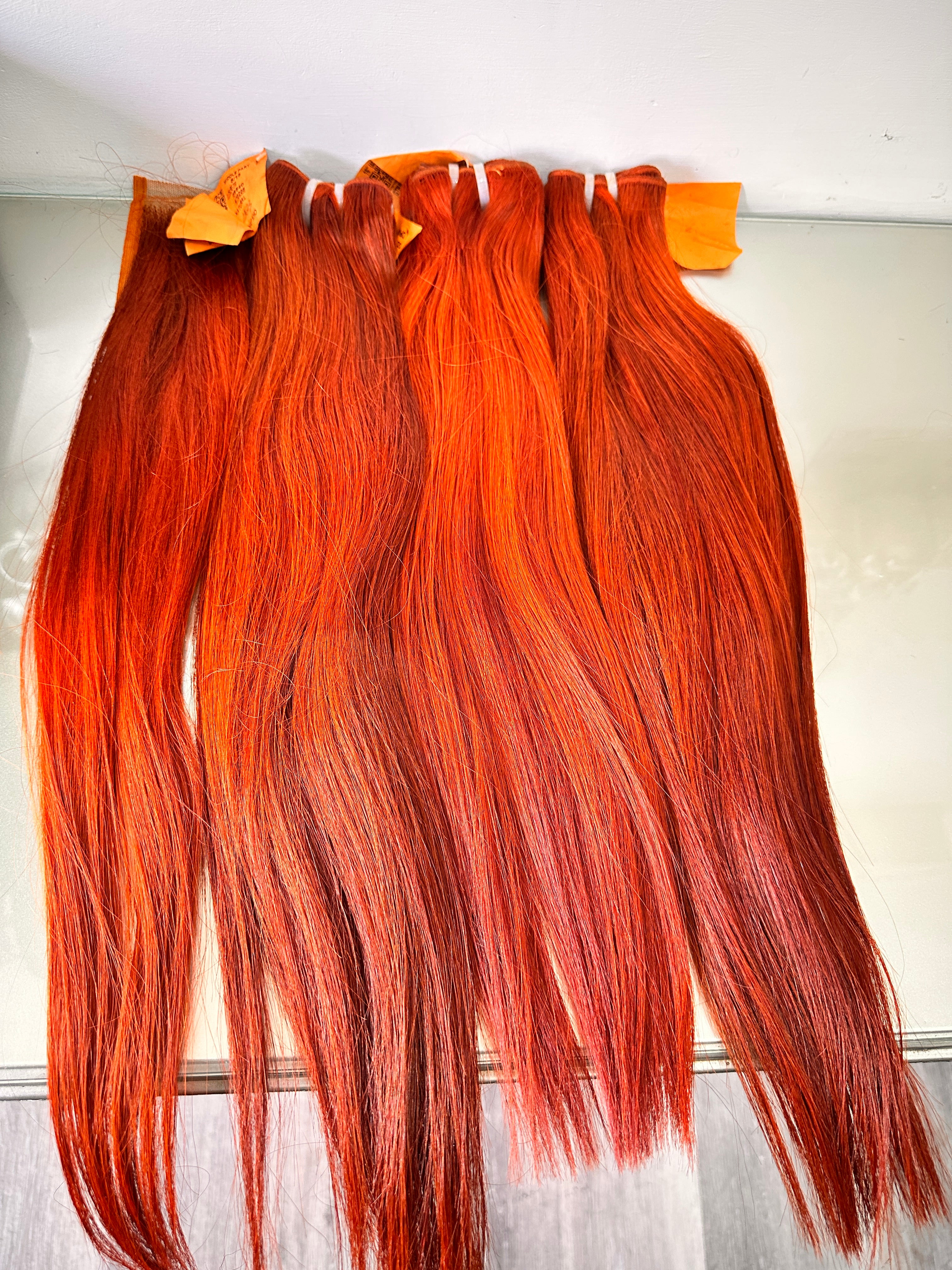 3pcs 18”18” 16” 2x6 closure, orange Vietnamese hair bundles set.